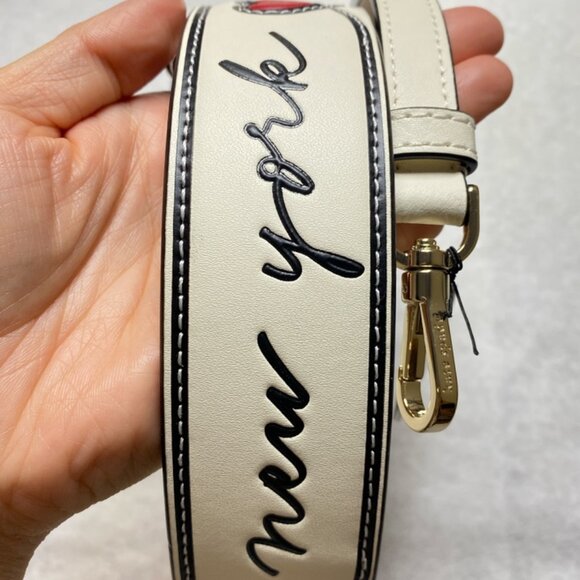 Kate Spade KF319 Script Logo Leather Bag Strap in Meringue Multi - Picture 3 of 7